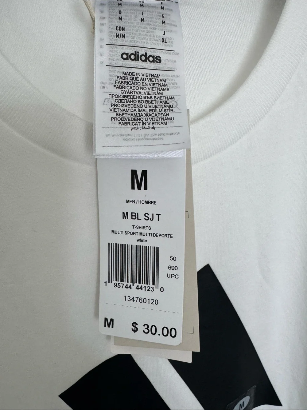 Adidas Essentials Big Logo T-Shirt Men’s M White Black NWT